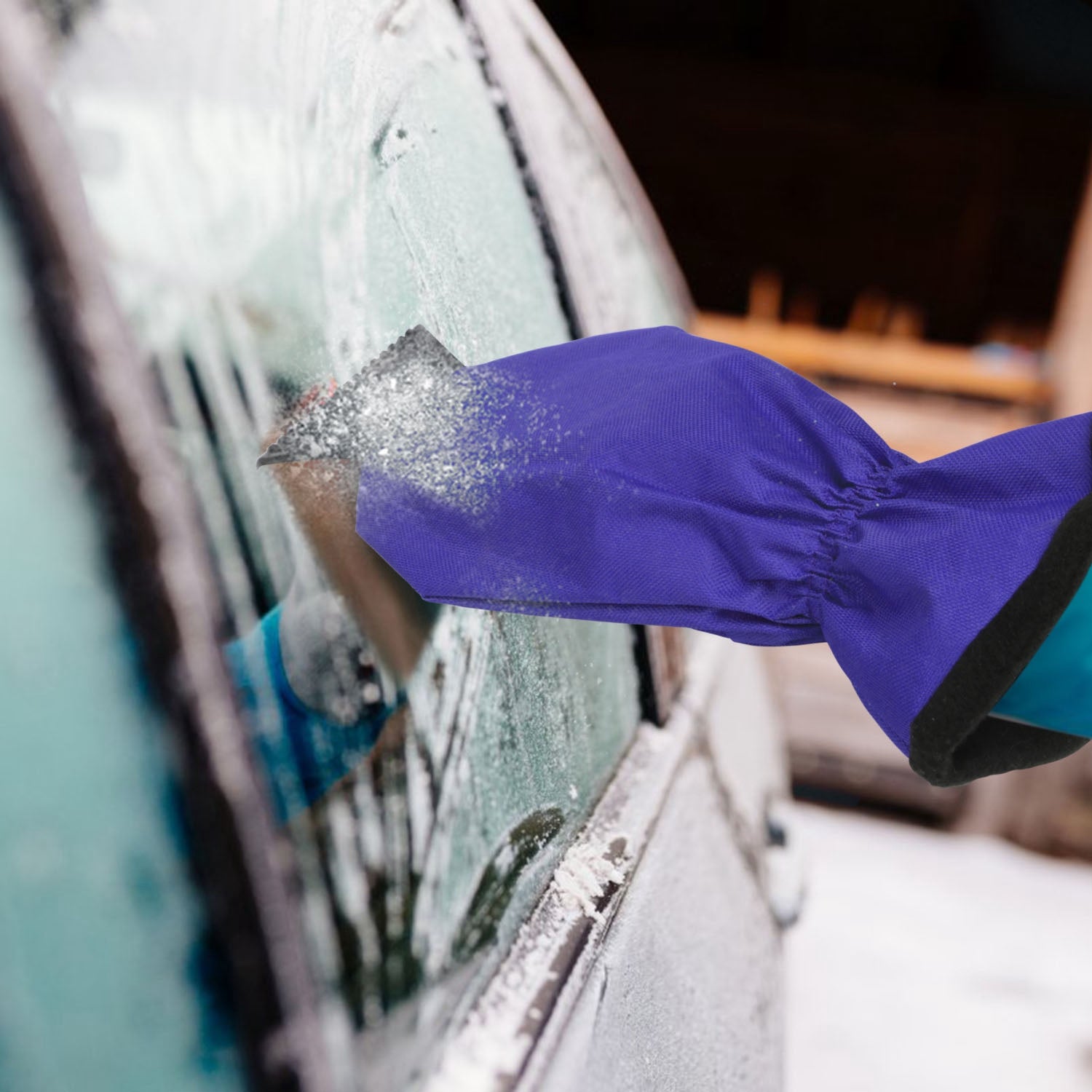 1Pc Ice Scraper Glove Car Windshield Snow Scraper Remover Glove Lined Of Fleece Winter Ice Scraper Mitt Keep Warm