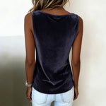Womens Sleeveless V-Neck Velvet Vest