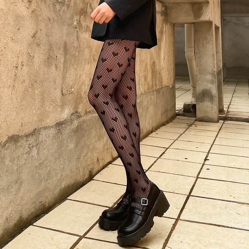 Women's  Small Heart Pattern Panty Fishnet Socks