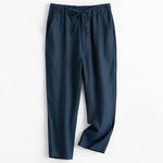 Chinese-style Wide-leg Casual Pants Mens Solid-color Trousers