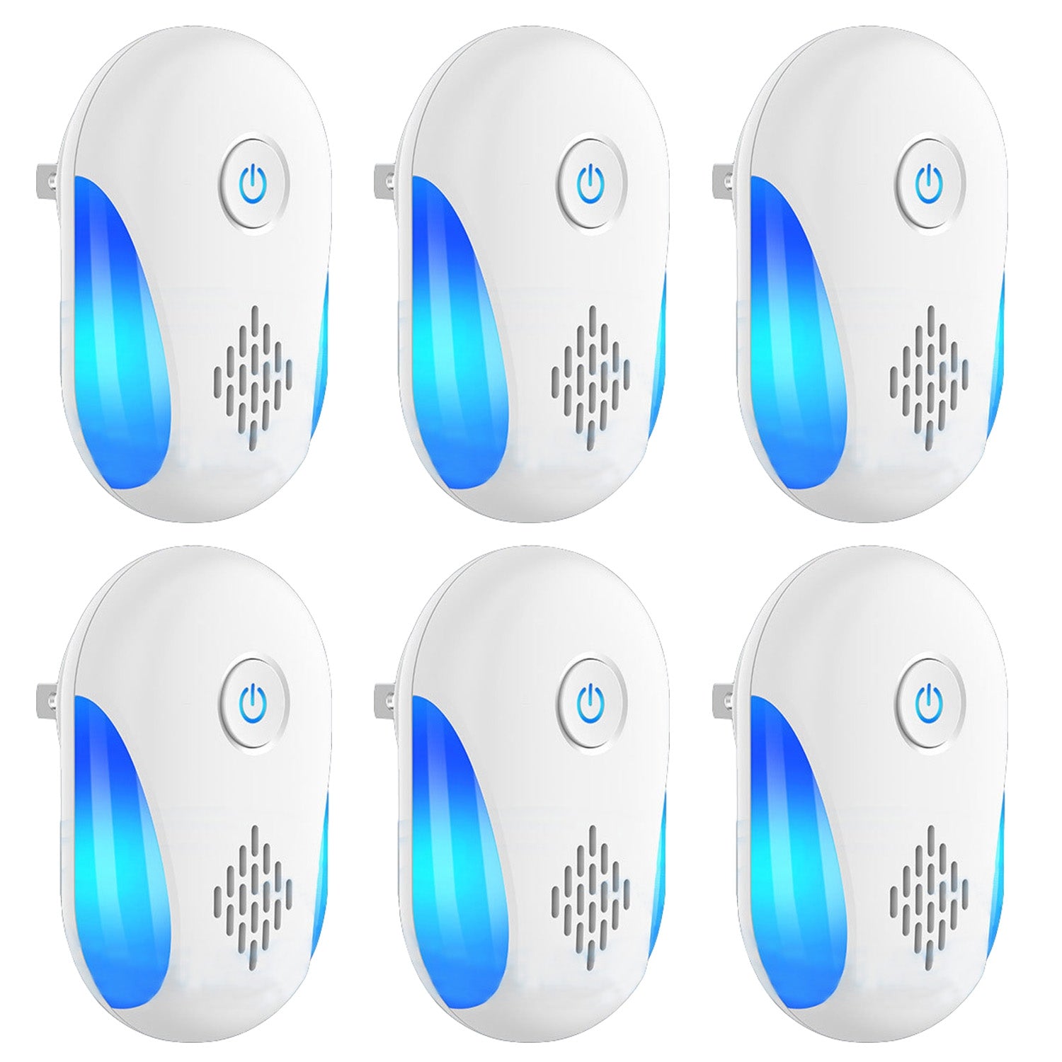 6 Packs Ultrasonic Pest Repellers Electric Plug-In Indoor Pest Control Mouse Repellent Chaser Deterrent Rodent Chaser With 2 Modes For Home Kitchen Office Warehouse Hotel