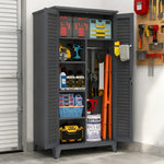 73'' Tall Metal Tool Storage Cabinet, With Ample Storage Space For Garage,Warehouse,Garden,Office, Living Room,Bathroom,Utility Room Slate