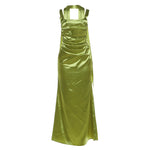 Slim-fit Solid-color Backless Pleated Gown