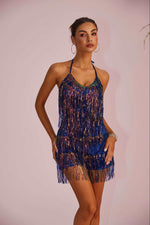 Womens Sequin Tassel Strap Dress