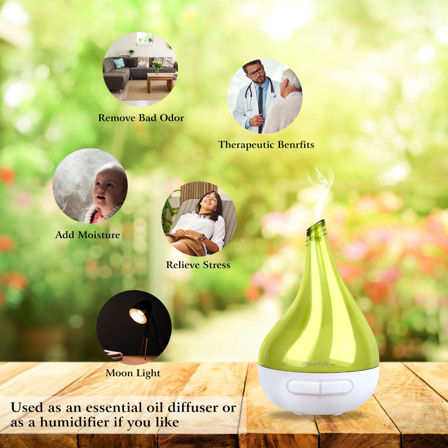 1Pc Drop Shaped Cool Mist Humidifier Ultrasonic Aroma Essential Oil Diffuser With LED Light For Office Home Room Vehicle Study Yoga Spa
