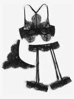 Women's Lace Sling Three-point Garter Panty Set