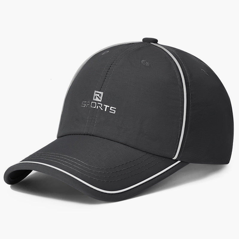 The New Style Fluorescent Strip Beanie Baseball Cap With A Curved Brim And A Chin Strap, In Korean Version, Is Suitable For Outdoor Cycling.