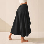 Elegant Flowing Solid-Colored Midi Skirt With Ruffle Trim