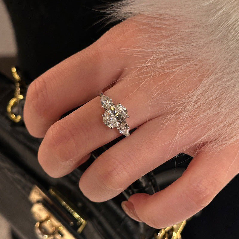 Fashion Classic Six-Prong 1 Carat Diamond Ring Luxury Wedding Jewelry Adjustable For Couples