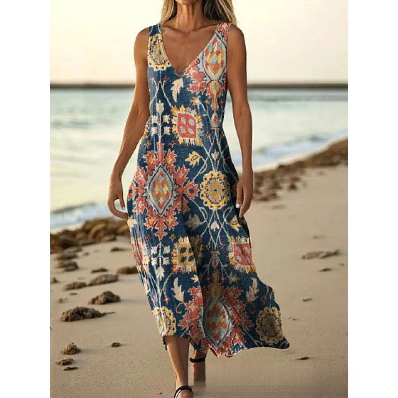 Sleeveless Casual Printed Elegant Slim-fit Dress