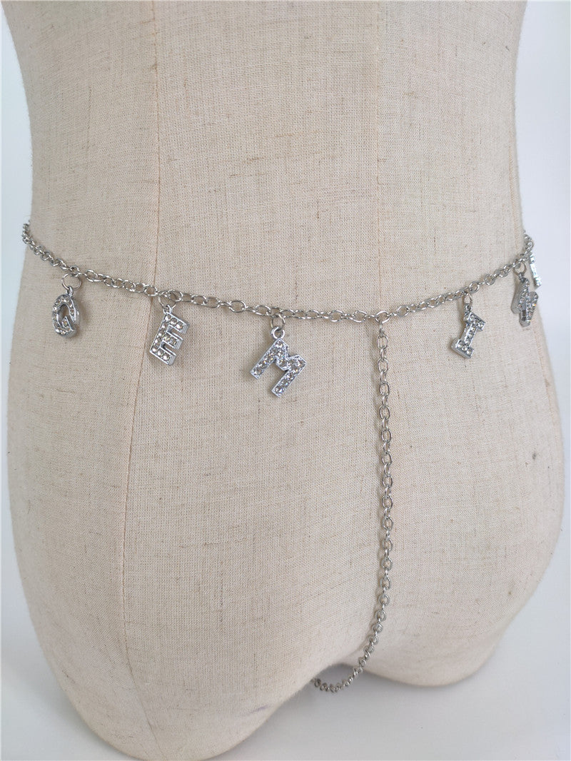Panty Waistband Diamond Monogram Combination Thong Chain Waist Chain