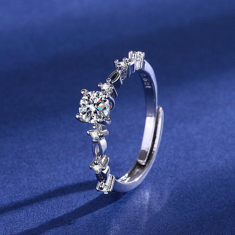 Elegant 1ct Simulated Moissanite Six-Prong Ring Luxury Wedding Jewelry For Women