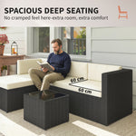 3 Piece Patio Furniture Set, Wicker Outdoor Patio Conversation Furniture Set with Cushions, Glass Top Table, Beige