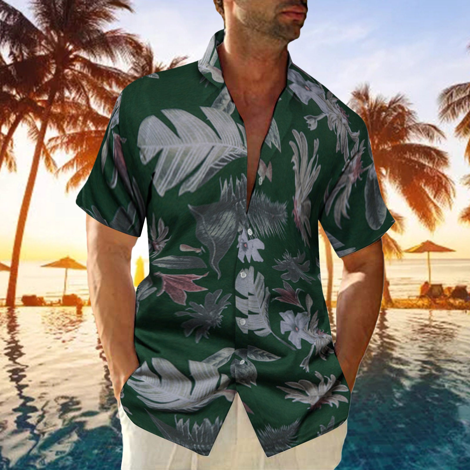 Men's Plus-Size Printed Casual Loose Short-Sleeve
