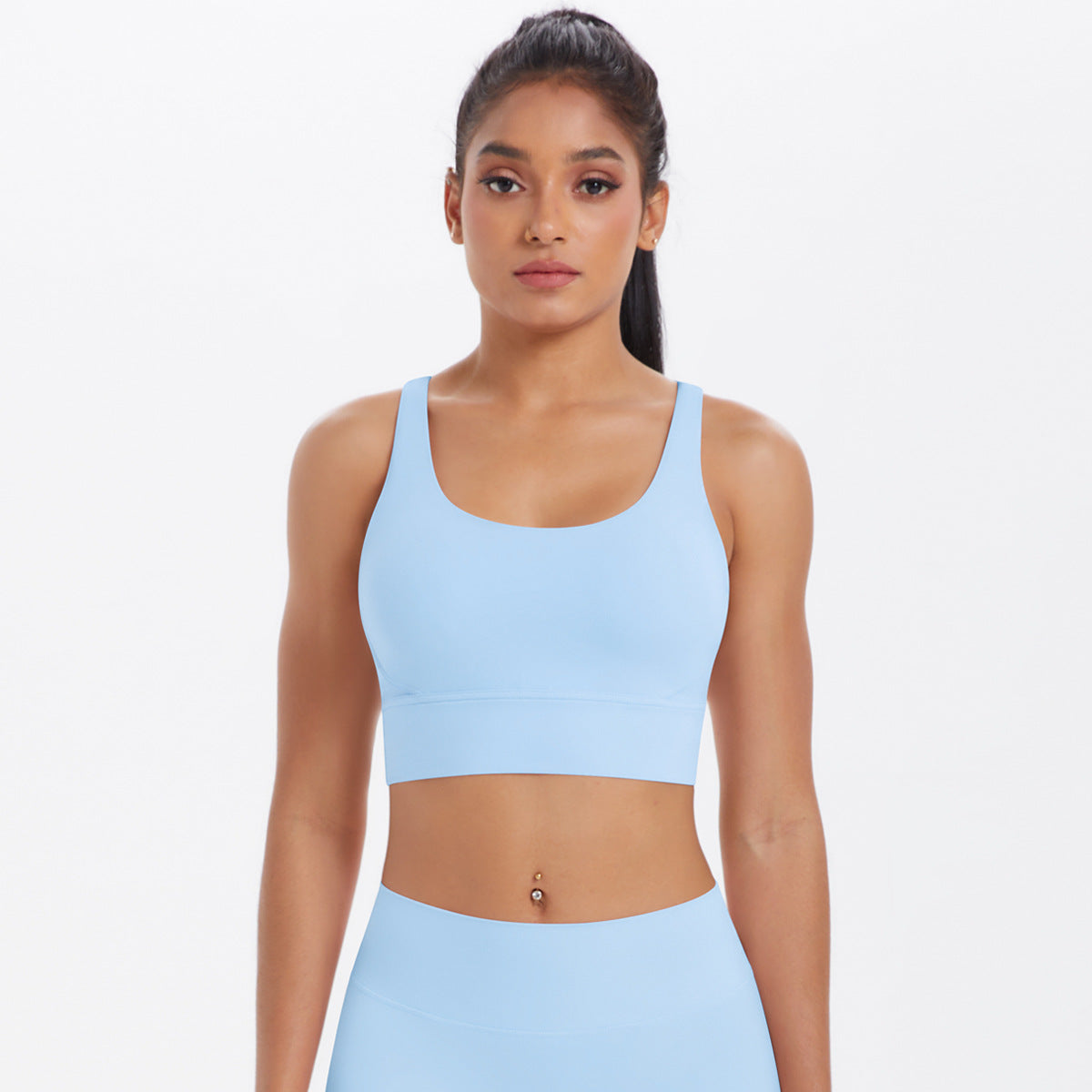 New Nude-Feel Yoga Tank Top Womens Cross-Back Sports Bra