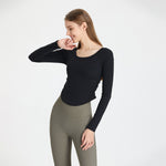 Women's Fashion Pleated Nude Feel Yoga Clothing Top