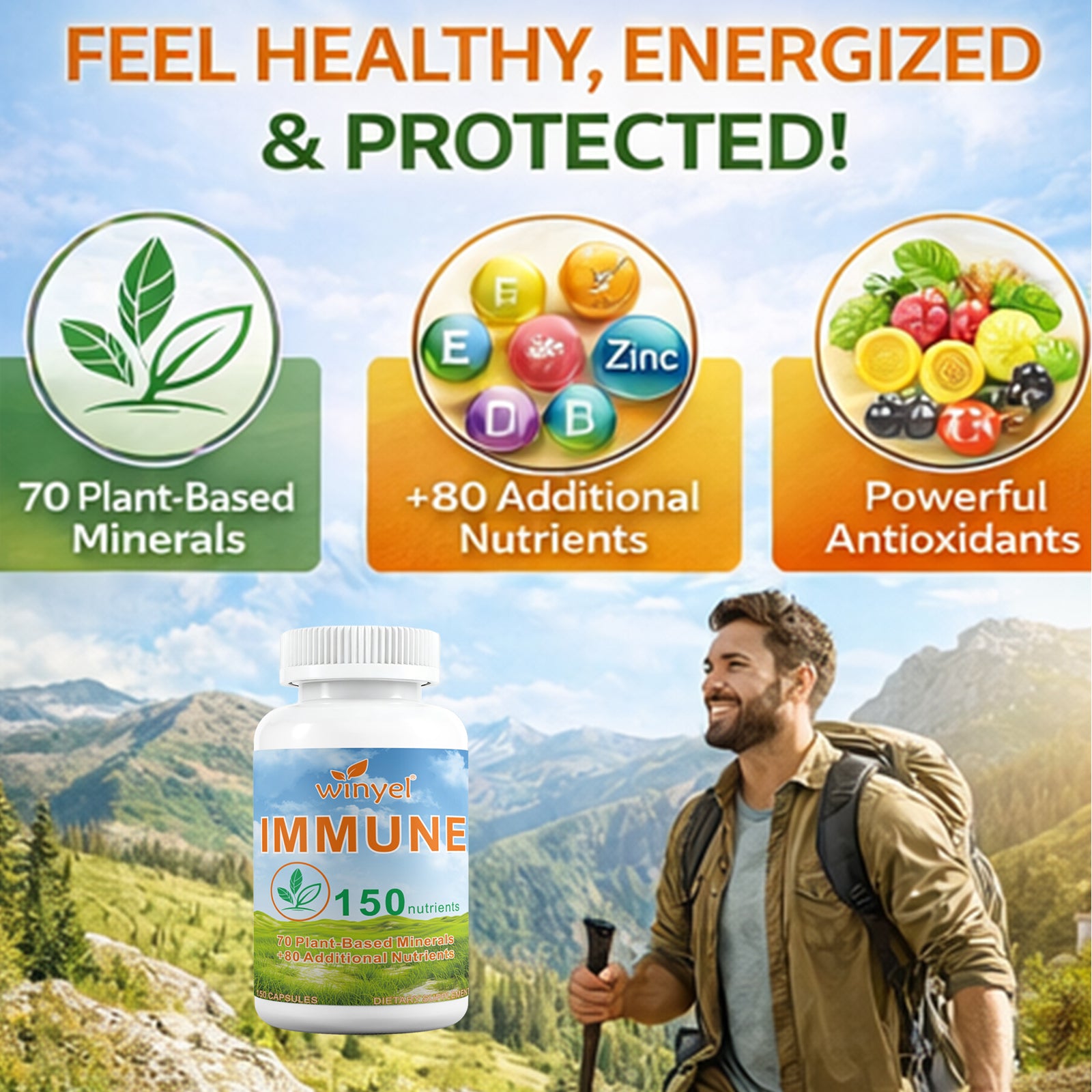 WINYEL IMMUNE 150 - The Ultimate Multivitamin & Immne Supplement, IMMU 150 Capsules - 150 Capsules