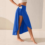 Elegant Flowing Solid-Colored Midi Skirt With Ruffle Trim