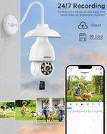 1080p Ptz E27 Socket Bulb Camera 360 Degree Cmos Sensor Network Camera Cctv Security Light Bulb Camera