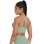 New Nude-Feel Yoga Tank Top Womens Cross-Back Sports Bra