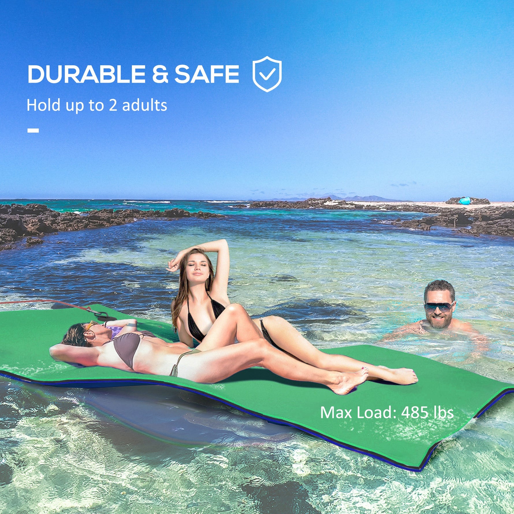 9 X 6 Lily Pad Water Mat For 2 Adults, Floating Water Pad For Lake, Pool, Ocean, Beach, And Boating, Green