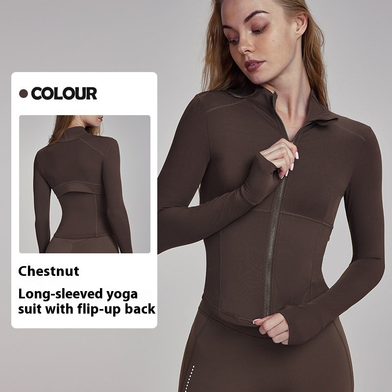 Back Mesh Breathable Yoga Clothing Top Coat