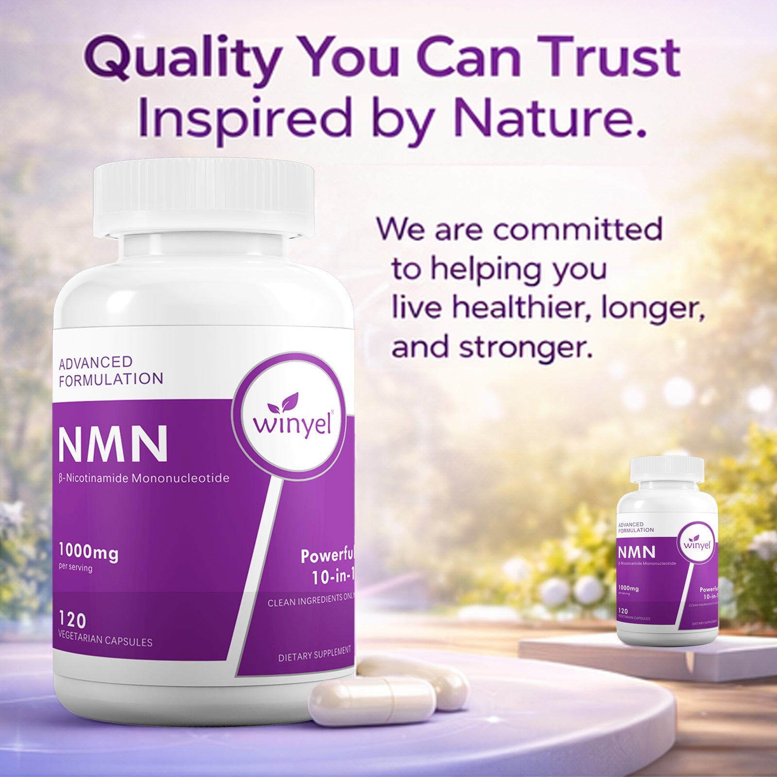 WINYEL Cellular Energy Complex Per Serving, 10-in-1 Formula, Zero Filler, With Vitamin C, Resveratrol, CoQ10, TMG, Quercetin & Glutathione Capsules