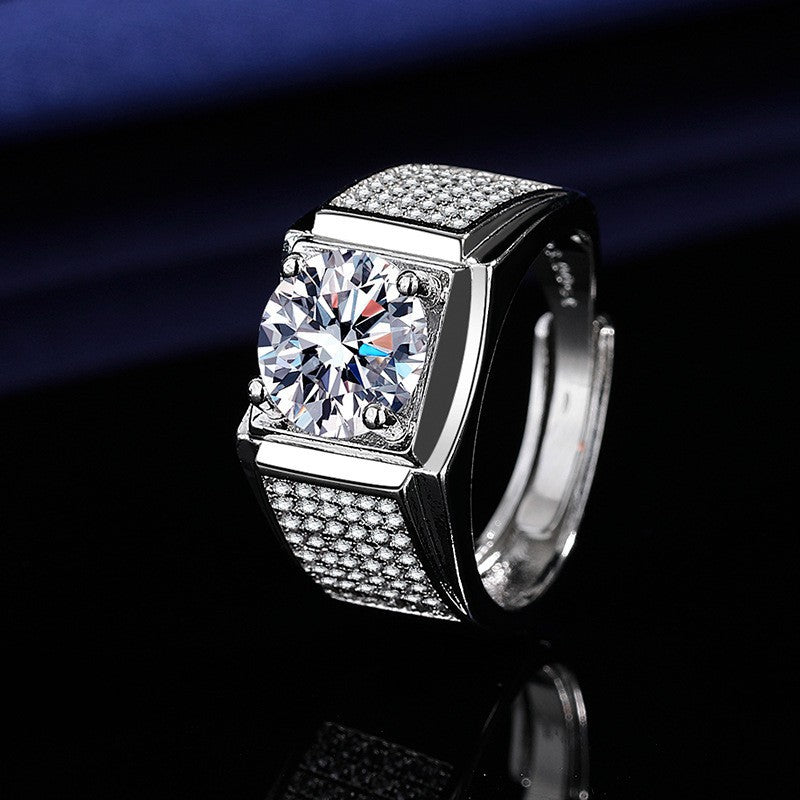 Fashion Classic Six-Prong 1 Carat Diamond Ring Luxury Wedding Jewelry Adjustable For Couples