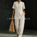 New Casual Shirt And Wide-leg Pants Two-piece Set