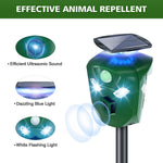 1Pc Electric Solar Powered Ultrasonic Animal Repeller 360 Degree Ultrasonic Animal Driver With Motion Sensor LED Flashing Lights Waterproof Outdoor Animal Repellent For Farm Garden Yard