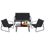 Courtyard Furniture Set, Outdoor Courtyard Furniture Reception Set With Table---4 Black