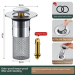 Long Pop-Up Sink Drains Filter Bathroom Press Bounce Basin Plug Stopper Wash Basin Hair Catcher Sink Strainer Kitchen Supplies