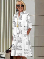 Ladies Shirt Long Sleeve Solid Color Simple Mid Length Dress