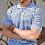 New Fashion Mens Knitted Polo Shirt Short-Sleeve