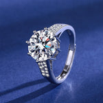 Elegant 1ct Simulated Moissanite Six-Prong Ring Luxury Wedding Jewelry For Women