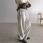 Pair With A Small Waist Bag Fleece-lined Korean-designed Intricately Detailed Vintage-style Casual Pants