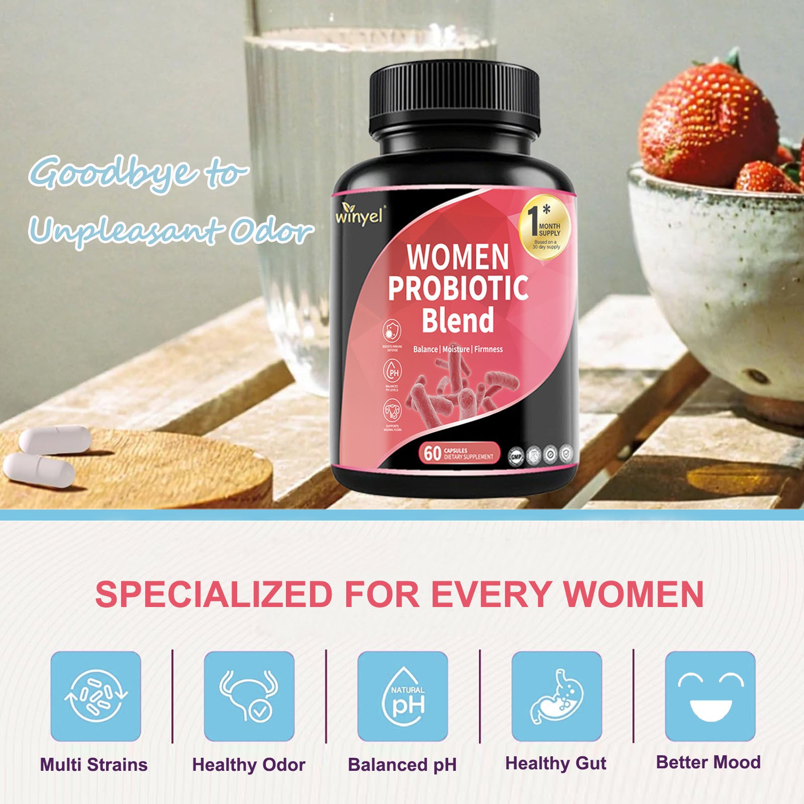 Women's Probiotics For Women PH Balance With Prebiotics, Lactobacillus Probiotic Blend And Herb Blend - Women's Health Supplement, 60 Count