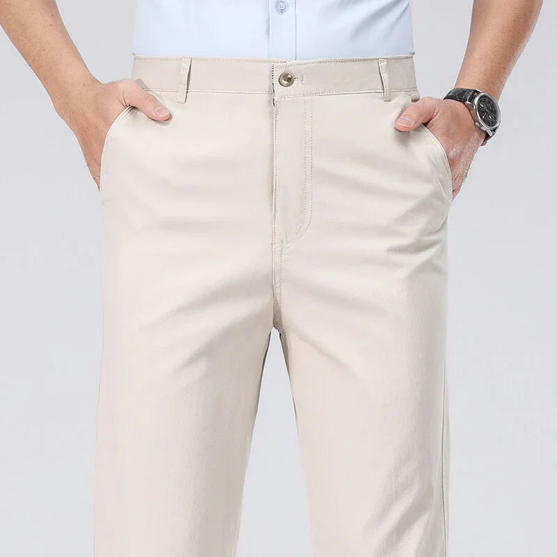 Men's Long PantsCotton Dress Trousers Loose Straight Leg