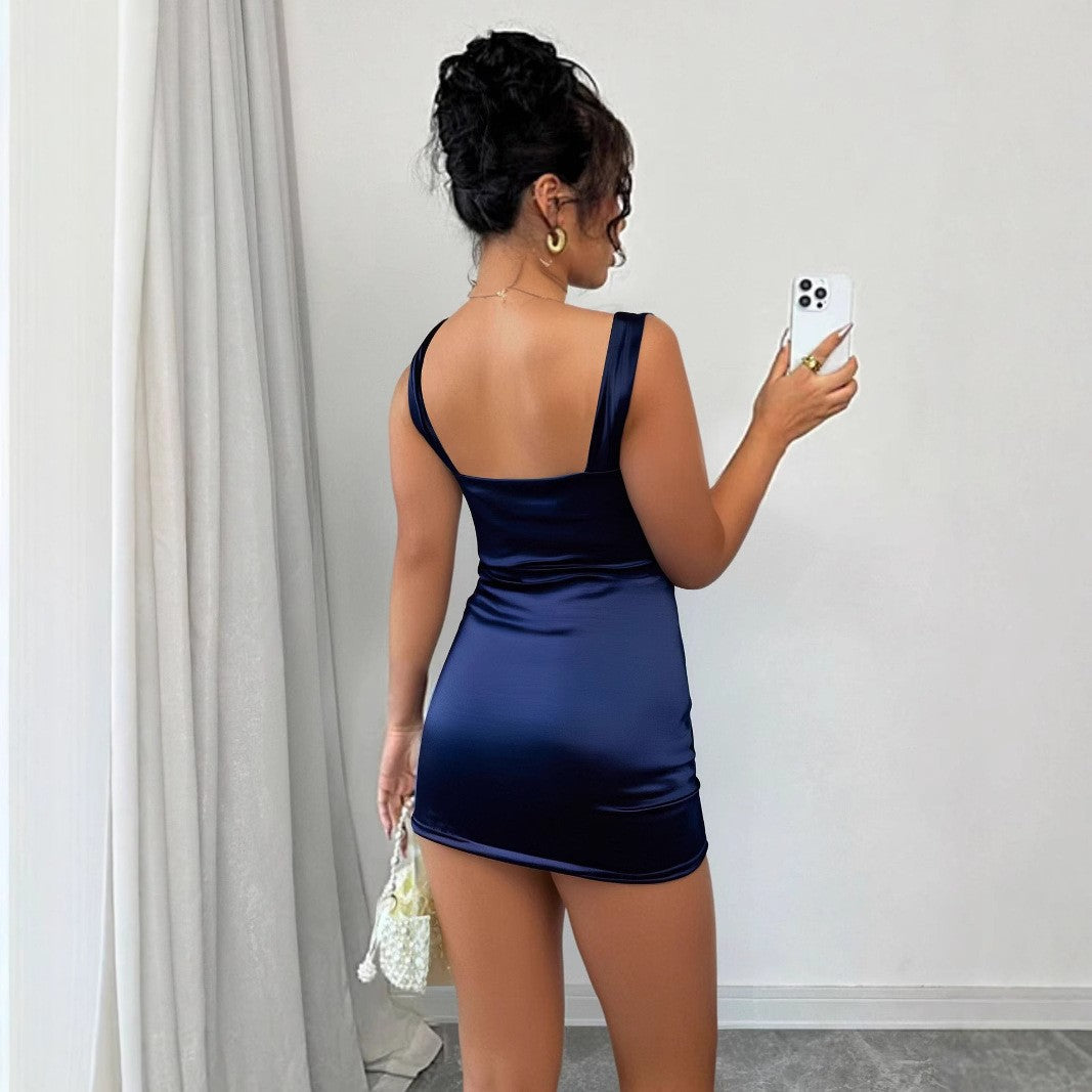 Women's Suspender Pleated Bodycon Casual Dress