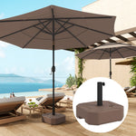 Square Patio Umbrella Base Holder, Heavy Duty Outdoor Umbrella Stand Base, Filled Up To 55lbs With Stand Or 44lbs With Water For Garden, Poolside, Brown