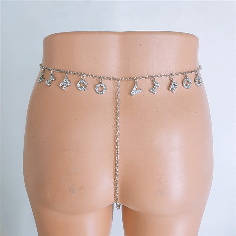 Panty Waistband Diamond Monogram Combination Thong Chain Waist Chain