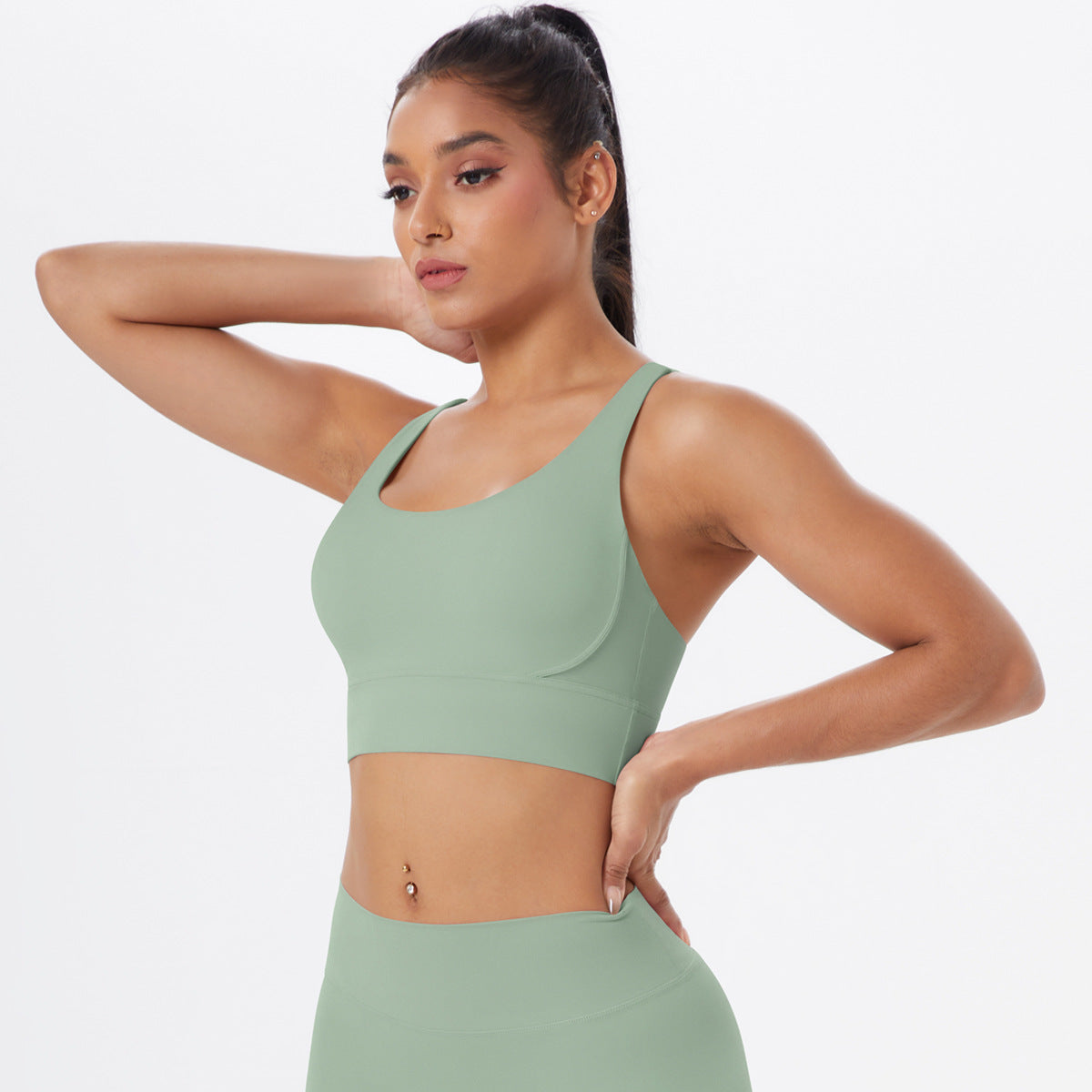 New Nude-Feel Yoga Tank Top Womens Cross-Back Sports Bra