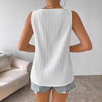 V-neck Spliced Hollow-out Lace Tank Top T-shirt