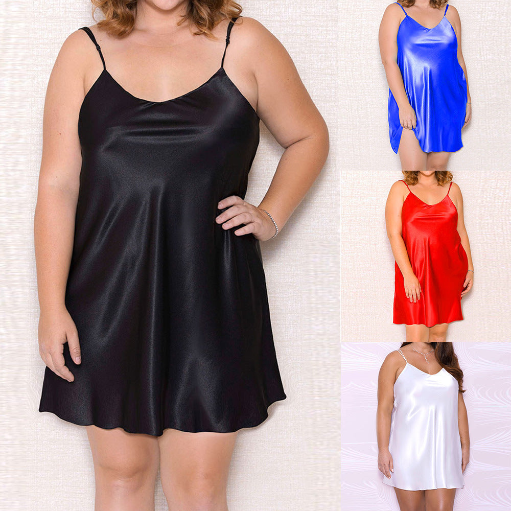 Comfortable Sheer Plus-Size Sexy Suspender NightgownLounge Dress