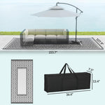 Reversible Outdoor Rug, Waterproof Plastic Straw With Carry Bag, 9 X 18, Black & White Gourd Border