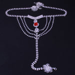 Round Ruby Bikini Body Chain Sexy Nightclub Rhinestone Panty Chain