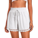 Fashionable Lace-trimmed Beach Casual Loose Lace-up Shorts