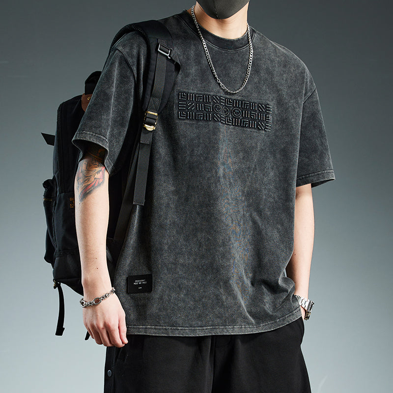 Trendy Loose-fitting Versatile Heavyweight Short-sleeve T-shirt For Men