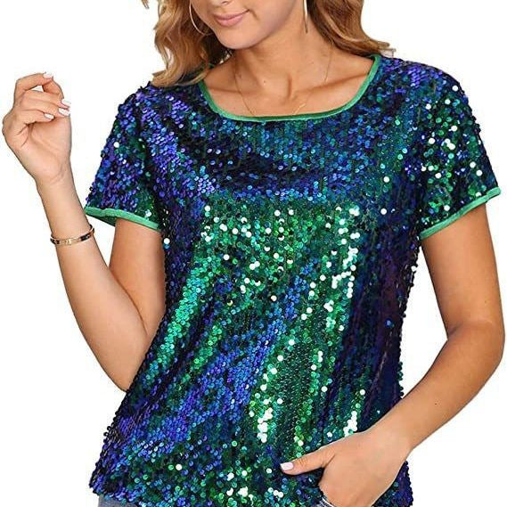 Crew-neck Fashionable Slim-fit Short-sleeve Casual Party Top