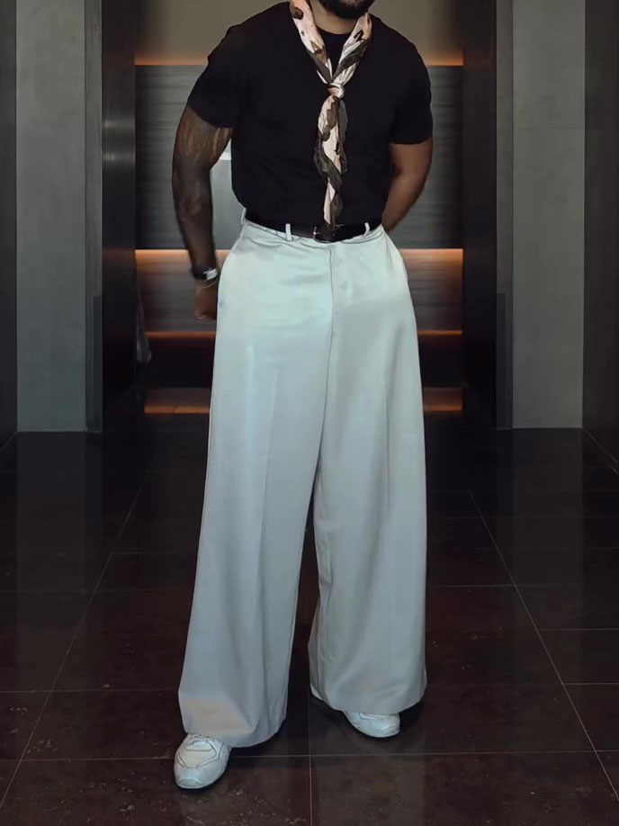 High Waisted Drapey Wide Leg Suit Pants